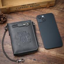 1pc New Men Wallet Vintage Skull Multi-Function Zipper Card Holder Wallet For Young Student Versatile Multi Card Slots Wallet Purse Wallet Mini Wallet Men Wallet Leather Small Wallet - Black - View 5