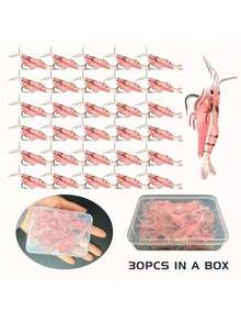 10/20/30 قطعة طعم صيد ربيان حيوي، طعم حيوي مع خطاف، طعم ربيان ناعم صغير للصيد - متعدد الألوان - مشاهدة 4