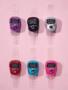 1 Electronic Ring Counter, Modern Rhinestone Decoration, 5-Digit Counter, Counting Prayer, Worship, And Exercise During Ramadan, And Gift Giving During Holidays. - Multicolor - View 3