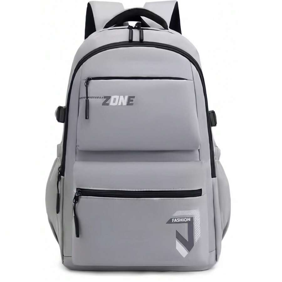 Modern Style Backpack, Large Capacity - 灰色 - 查看 1