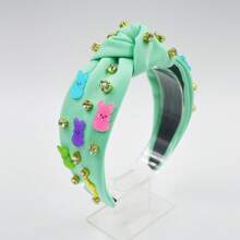 1pc Easter Women's Fabric Headband With Colorful Rabbit & Crystal Knot Decors, Suitable For Everyday Outings,Hairband,Hair Hoop