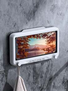 1pc Waterproof Anti-Fog Bathroom Phone Holder, Rotating/Fixed No-Drill Wall-Mount Phone Stand For Shower Video, Fit For Phones 6.5 Inches Or Less, Touch Screen Compatible Bathroom Decor Fall Decor Bathroom Accessories Bathroom Organizer Back To School