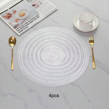 1pc/4pcs/6pcs Windproof Round Reusable Placemats, Heat Resistant Anti-Skid Table Mats For Home Kitchen, Hotel, Restaurants