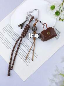 1pc Women's New Mini Handbag Style Eiffel Tower & Bow Decor Keychain Charm, Versatile Bag/Phone Accessory - Bag Keychain - View 7