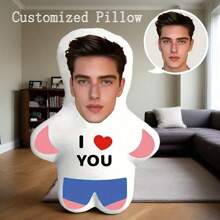 [Customized Product] 1pc Personalized Photo Pillow - 3D Printed Realistic Face And Body Design, Soft Home Decor Pillow, Ideal Gift For Family, Friends And Yourself, Christmas Gift, Thanksgiving Gift, Fall Decor