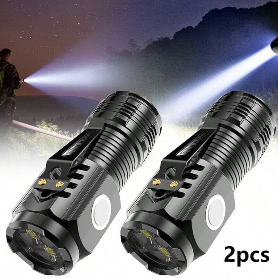 NetHong 2PACK Three-Eyed Monster Mini Flashlight Flash Super Power Waterproof Outdoor - Black - View 1