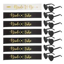 7/14pcs Bride To Be Gift Set, Polyester Bride Tribe Sashes With Heart Glasses, Bridal Shower & Wedding Party Supplies, Bridesmaid Appreciation Present - Multicolor - View 19