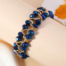 1 سوار يدوي مصنوع من خرز لامع وسلسلة من الألومنيوم، بتصميم متعدد الاستخدامات مناسب للنساء، للحفلات والأفراح والشاطئ والأعياد، هدية كلاسيكية وأنيقة