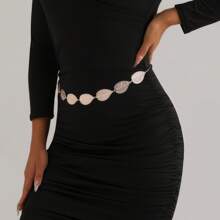 1pc Fashionable Vintage Style Gold Leaf Decor Waist Chain Belt For Dress/Gown - Gold - View 2