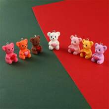 STAREDGE 6 件/包混色迷你熊形树脂吊坠，珠宝制作配件，适用于手链、项链、钥匙链、耳环 DIY - 愛心坐姿熊 - 查看 1
