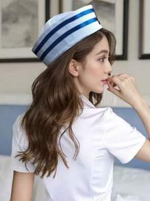 1 Women's Navy Sailor Hat Cosplay Event Party Uniform Performance Beach Yacht Captain Hat - A-hJM - View 3