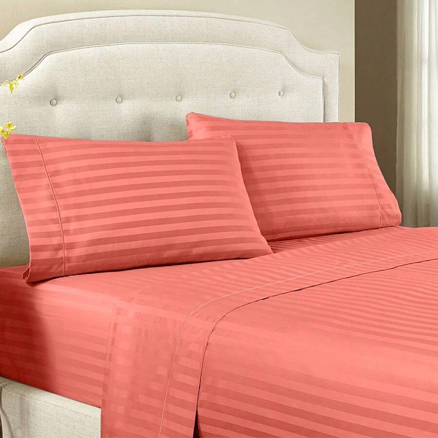 Silk Touch Double Sheet Set - Coral Orange - View 1