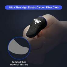 4 件徽标设计，透气 - 防汗 - 防滑碳纤维指套，超薄游戏指套，银纤维游戏配件，适用于手机 - 彩色 - 查看 4