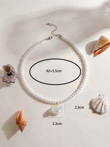 1pc Bohemian Beachy Style Resin White Faux Pearl Starfish Shell Pendant Necklace, Women Holiday Beach Party Gift, Middle East Ramadan Event