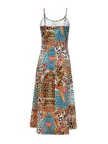 Đầm mini không tay họa tiết da báo dành cho nữ, kiểu dáng bohemian, thích hợp cho kỳ nghỉ hè, dự tiệc hoặc các dịp trang trọng. - Nhiều màu - Xem 3