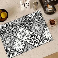 1/4/6/8 件花卉单色咖啡机垫 - 快速吸收、防滑、耐热厨房台面保护垫，适用于办公室、家庭或酒店使用，咖啡站垫 - 彩色 - 查看 5