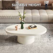 Oval Coffee Table, Modern Center Table, Creamy White Tea Table For Living Room, Bedroom, Easy Assembly - White - View 11