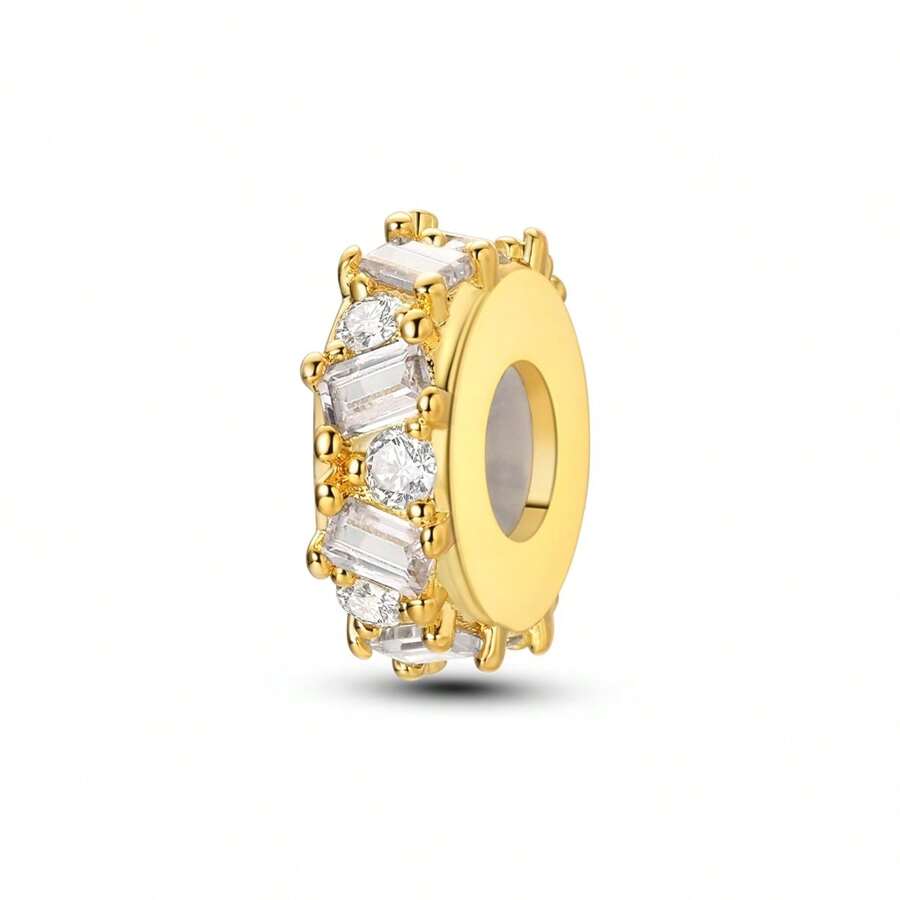 1 chiếc mặt dây chuyền silicon tráng men Cubic Zirconia màu vàng tinh xảo phù hợp với vòng tay 3mm, vòng cổ, hạt trang sức tự làm, đeo hàng ngày - Bạc - Xem 1