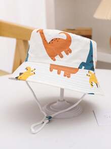 1pc Kids Bucket Hat, Boys' Cartoon Printed Sun Protection Hat For Spring