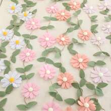 Handmade 1pc Floral Pennant Garland, Spring Flower Themed Birthday, Boho Style Pink, White, Orange, Purple Hanging Decoration, For Bedroom Decor And Photo Background