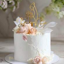 1/3/6件装金色/银色亚克力新娘手捧鲜花蛋糕装饰摆件，适用于婚礼派对蛋糕装饰