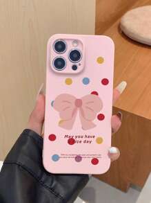 Étui de téléphone antichute minimaliste et avec motif de pois colorés et nœud papillon, compatible avec les iPhone Apple - Multicolore - Voir 1