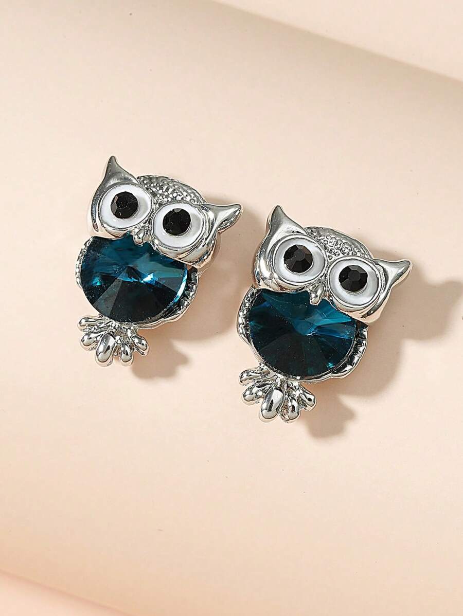 1 Pair Casual Cute Owl Design Earrings For Women