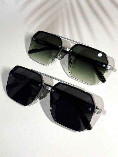 POLASUP 2 件装男士金属双梁时尚眼镜，简约实用的多功能设计，适合夏季海滩度假、户外、旅行