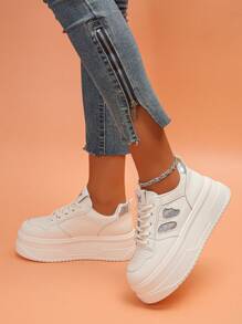 Zapatillas con plataforma para mujer, nuevos zapatos de mujer para primavera/otoño, zapatos casuales blancos con elevador