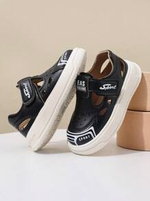 1 双夏季新款婴儿凉鞋，时尚运动平底露趾鞋 - 黑色 - 查看 2