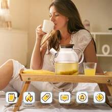 1 件套玻璃茶壶炉灶，硼硅酸盐透明茶壶配竹盖，玻璃茶壶带可拆卸过滤嘴，茶壶开花和散叶茶壶茶冲泡器适用于露营玻璃茶壶，炉灶和微波炉友好型玻璃硼硅酸盐茶壶 - 彩色 - 查看 12