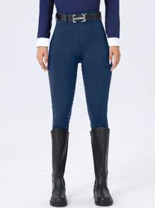 ROYALS MATTINI 女士马术骑行裤，马裤，马裤，全座硅胶防滑耐磨，速干口袋，适合春季马术运动 - 藏蓝色 - 查看 7