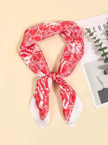 1pc Women's Spring Bandana 27.6in/70cm Faux Silk Printed Scarf, Versatile Neckerchief, Head Band, Package Decor, Suitable For Daily Use