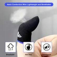 4 件徽标设计，透气 - 防汗 - 防滑碳纤维指套，超薄游戏指套，银纤维游戏配件，适用于手机 - 彩色 - 查看 5