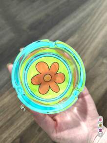 BROS Gạt tàn thủy tinh hoa sang trọng - Gạt tàn tròn 85mm, thích hợp trang trí nhà cửa và xe hơi, quà tặng hoàn hảo cho sinh nhật bạn gái - Nhiều màu - Xem 5