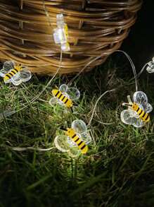 1串蜜蜂LED灯串，1米/3.28英尺、2米/6.56英尺、3米/9.84英尺可选，蜜蜂造型仙女灯，适用于卧室、客厅、植物、露台、派对、婚礼，营造温馨氛围，电池供电（不含电池） - 暖光 - 查看 7