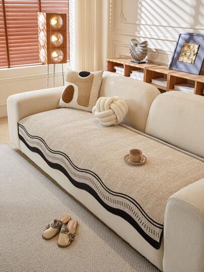 1pc Irregularly Shaped Chenille Sofa Pad, Anti-Slip Sofa Cover, Fit All Seasons