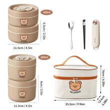 Portable 304 Stainless Steel Thermal Lunch Box With Cutlery&Lunch Bag, Cute Capybara Pattern Leak Proof Bento Box, Microwave Safe&Hot Water Heating, Insulated Anti Scalding Lunch Container, Reusable Fruit Salad Food Storage Container, Suitable For Student And Adult Use In School, Office, Outdoor Camping, Picnic, Travel
