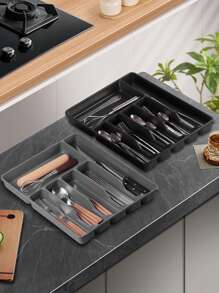 1 件大号餐具收纳盒、厨房用具储物托盘、塑料 PP 分隔隔间盒，用于餐具、抽屉、橱柜收纳 - 彩色 - 查看 7