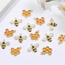 Honeycomb Bee Charm Metal Enamel Insect Pendants For DIY Earrings Bracelet Necklace Keychain Jewelry Making Supplies