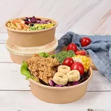 50pcs Disposable Paper Bowls With Lids, Leak-Proof And Waterproof Food Containers, Suitable For Salads, Desserts, Soups - Perfect For Dining, Camping And Kitchen Use [50 Bowls + 50 Lids]