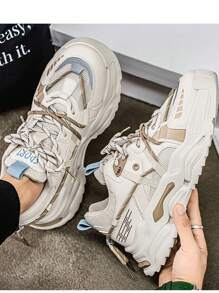 Fashionable Casual Men's Sneakers, Thick Sole Chunky Sneakers, Breathable Mesh Inserts, Chunky Sneakers, Suitable For Teens, Casual Wear, Outdoor Activities, Vacation Travel, Gifts For Graduation Or Birthday