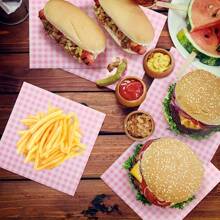 200pcs/Pack 7-Inch Pink Plaid Parchment Paper Sheets, Pre-Cut Non-Stick Grease-Proof Wax Paper For Baking, Sandwiches, Burgers, Fries, Cakes - Multipurpose Wrapping Paper, Suitable For Christmas, Halloween, Thanksgiving, St. Patrick's Day - Multicolor - View 2