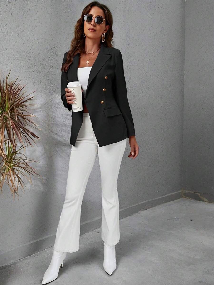 Women's Tailored Blazer Elegant Formal Jacket With Button - Multicolor - View 1