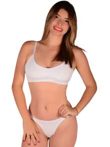 Unmissable Comfortable Bra And Panty Set - White - View 3