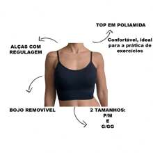 Kit 2 Top De Alcinha Academia Feminino Fitness Com Bojo Removível Liso - Bege - Visão 6