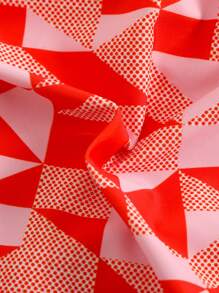 Men's Beach Pink Geometric Pattern Iridescent Triangle Swimming Trunks - Hot Pink - View 3