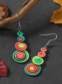 1 对复古风格螺旋环绕彩虹色随机耳环 - 彩色 - 查看 5