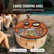 X-Marks Fire Pit Grill Grate, Foldable Round Cooking Grate, Heavy Duty Steel Campfire BBQ Grill Grid With Handle And Support X Wire, Portable Camping Cookware For Outside Party, 36 Inch Black - Black,Product Size: Φ36x1 in - 查看 2