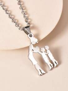 1 chiếc vòng cổ mặt dây chuyền hoạt hình bằng thép không gỉ thời trang, vòng cổ thanh lịch cho phụ nữ, quà tặng cho Ngày của Mẹ, Ngày Lễ Tạ ơn, trang phục hàng ngày - Bạc - Xem 25